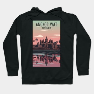 A Vintage Travel Art of Angkor Wat - Cambodia Hoodie